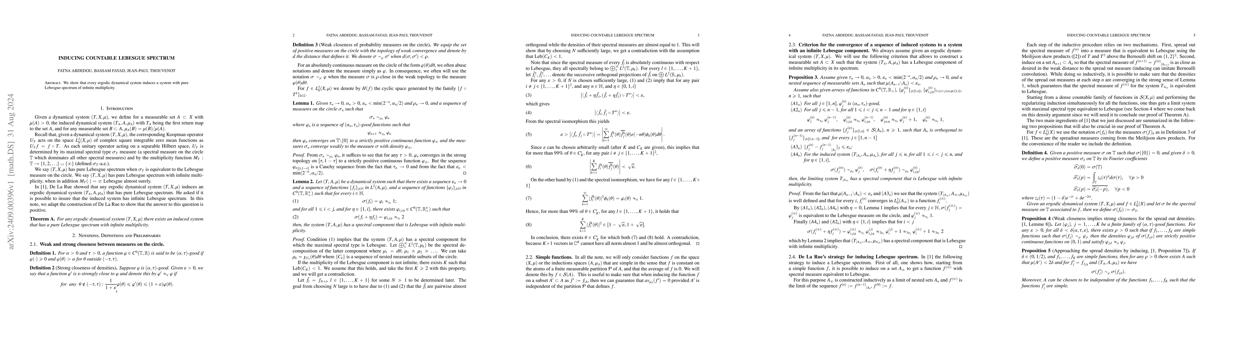 Thumbnail for Inducing countable Lebesgue spectrum