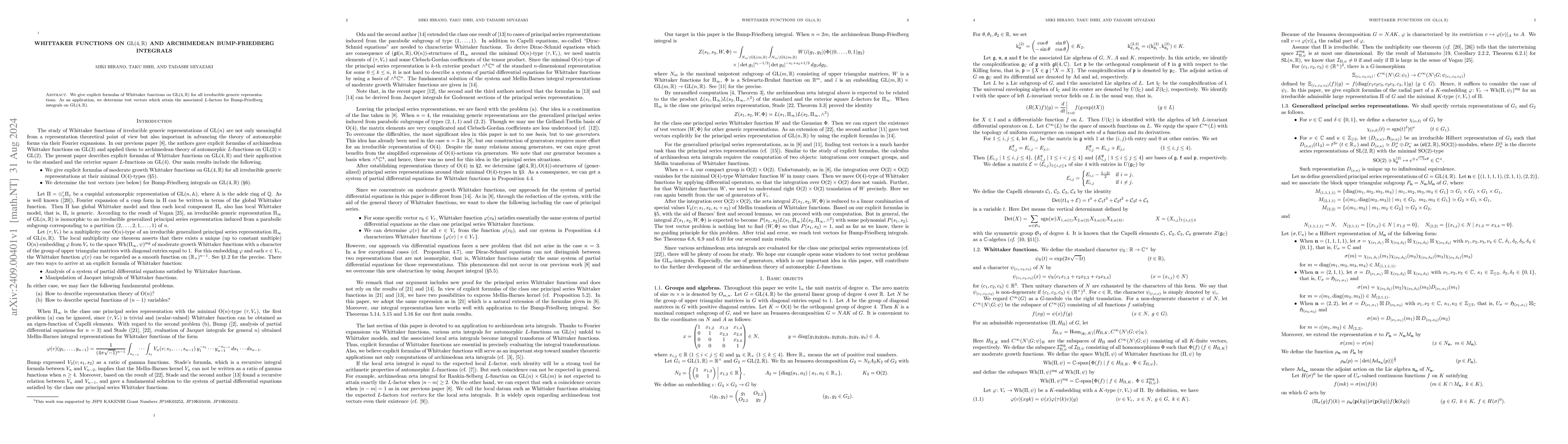 Thumbnail for Whittaker functions on GL(4,R) and archimedean Bump--Friedberg integrals
