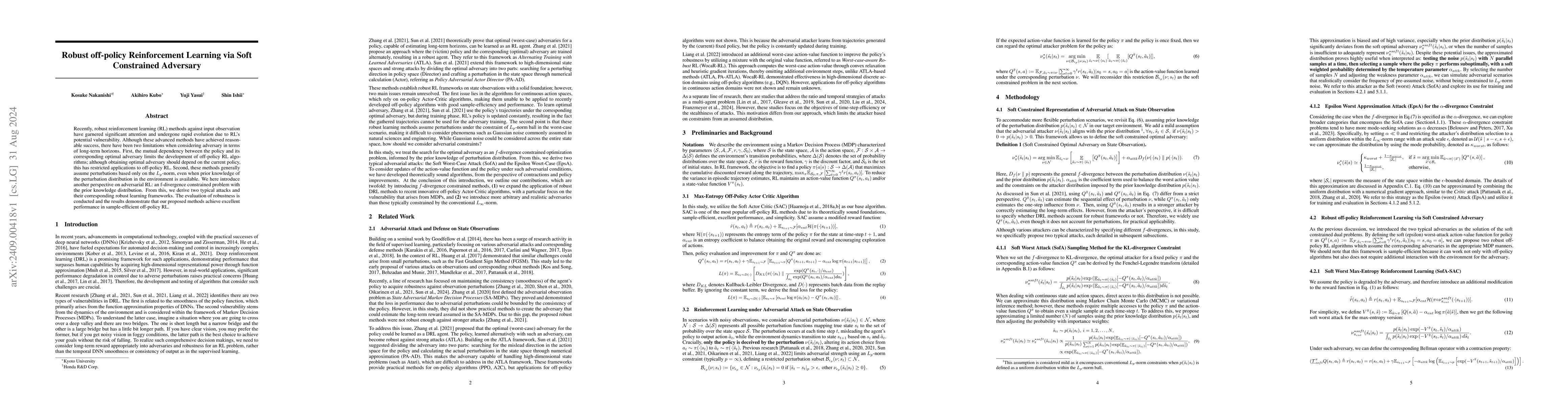 Thumbnail for Robust off-policy Reinforcement Learning via Soft Constrained Adversary