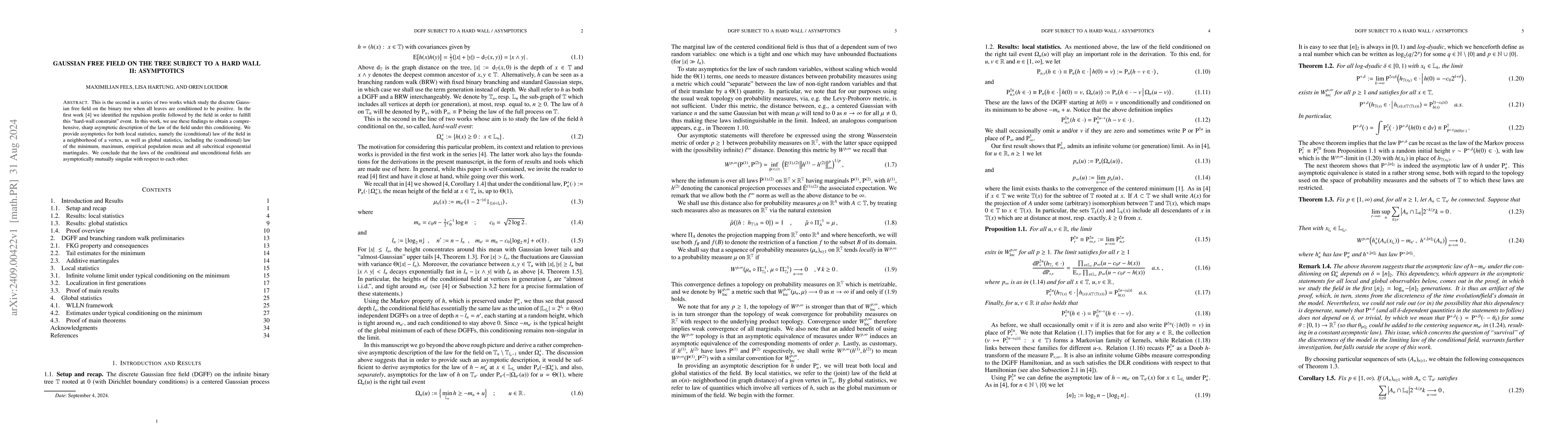 Thumbnail for Gaussian free field on the tree subject to a hard wall II: Asymptotics