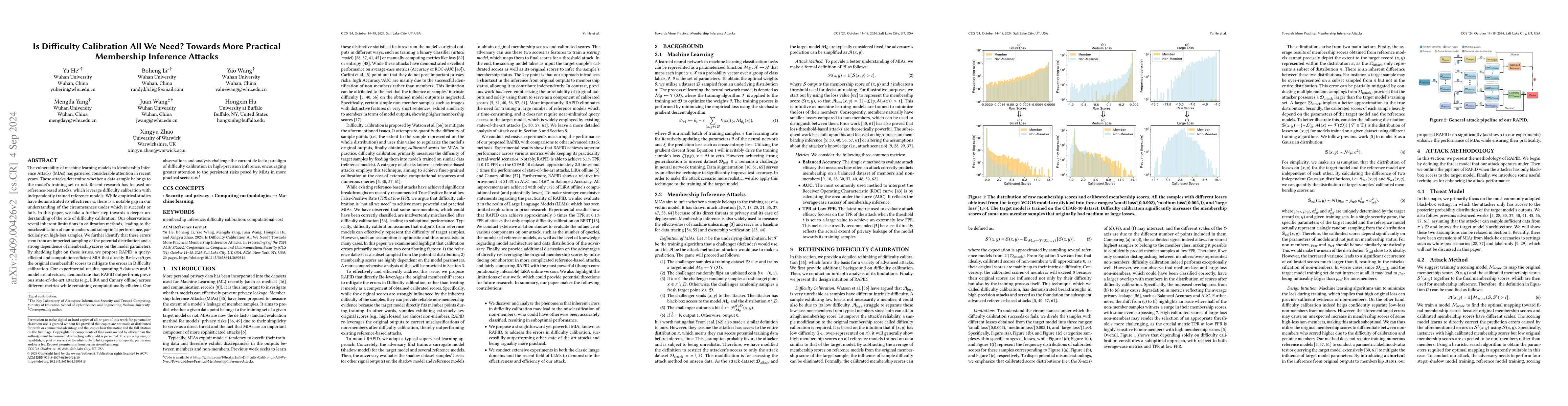 Thumbnail for Is Difficulty Calibration All We Need? Towards More Practical Membership
  Inference Attacks