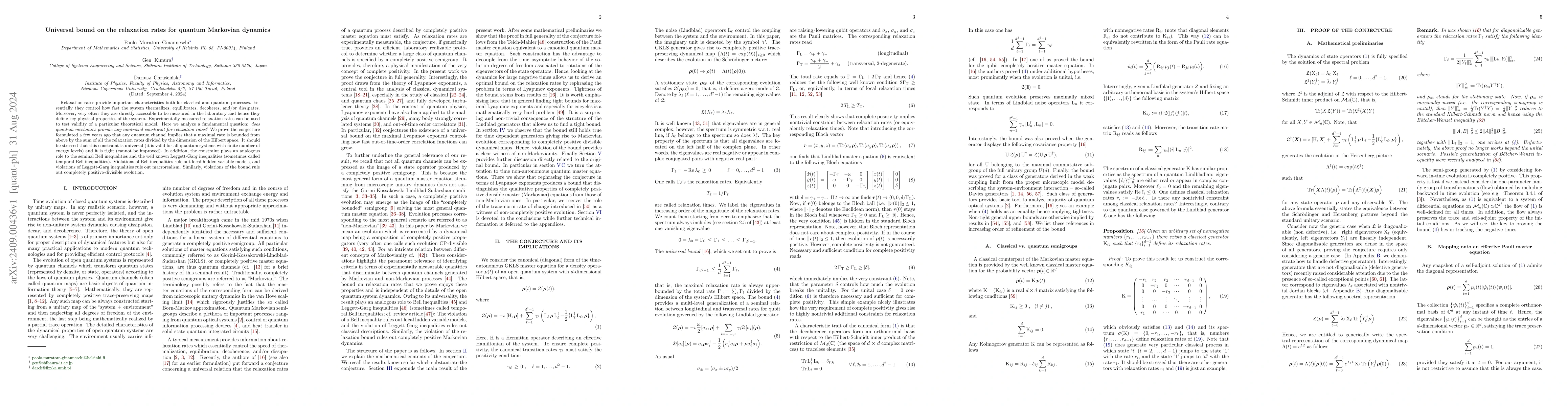 Thumbnail for Universal bound on the relaxation rates for quantum Markovian dynamics