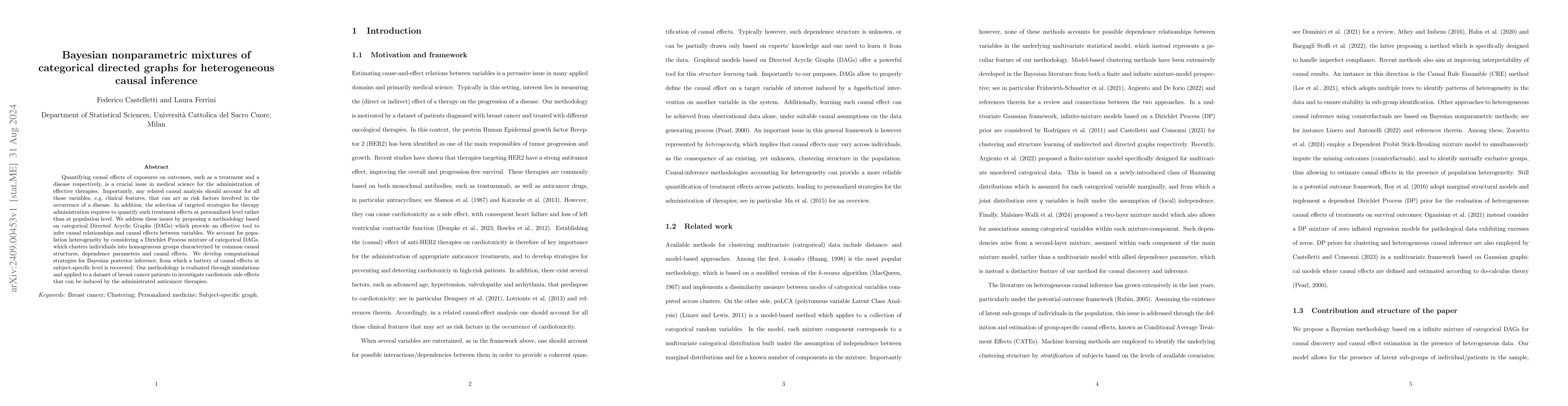 Thumbnail for Bayesian nonparametric mixtures of categorical directed graphs for
  heterogeneous causal inference