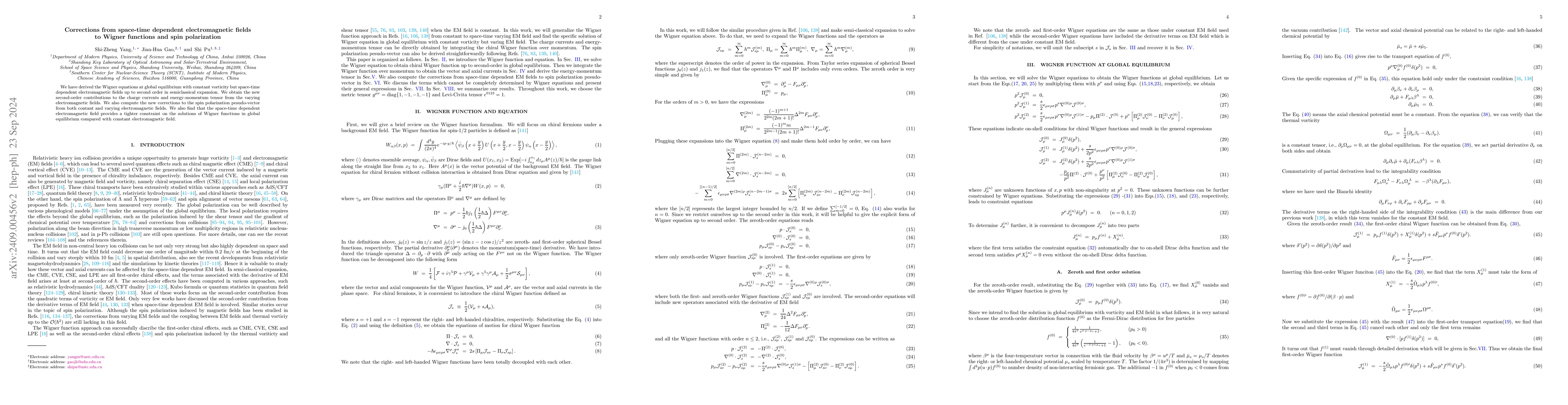 Thumbnail for Corrections from space-time dependent electromagnetic fields to Wigner
  functions and spin polarization