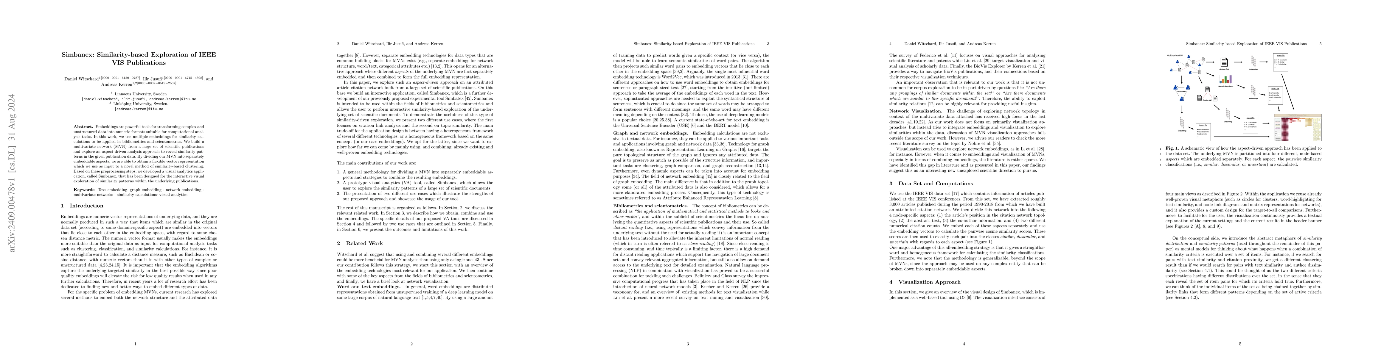 Thumbnail for Simbanex: Similarity-based Exploration of IEEE VIS Publications