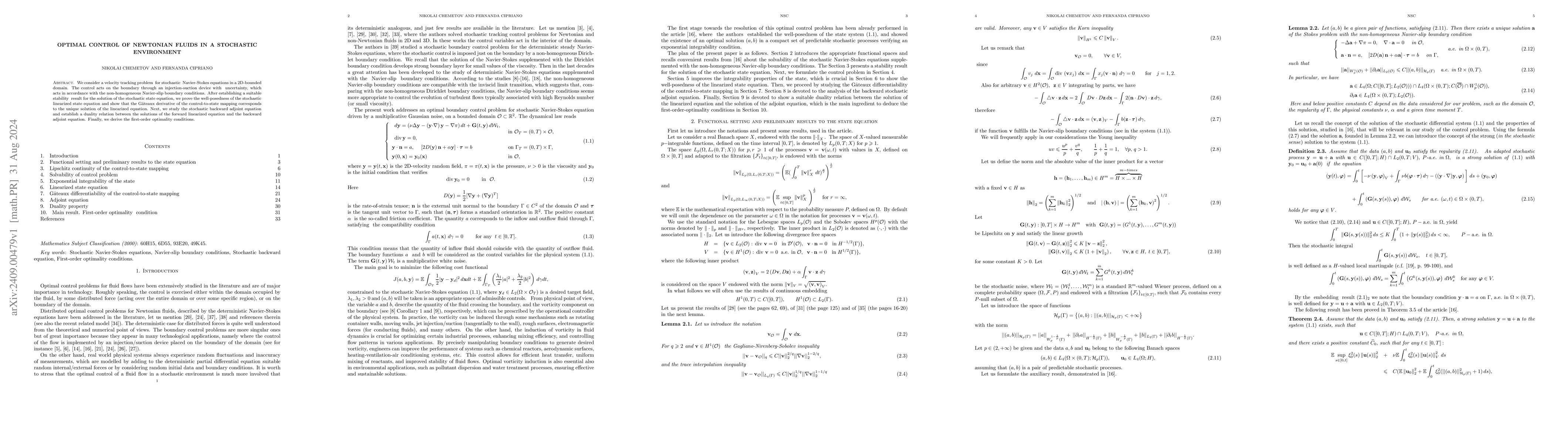 Thumbnail for Optimal control of Newtonian fluids in a stochastic environment