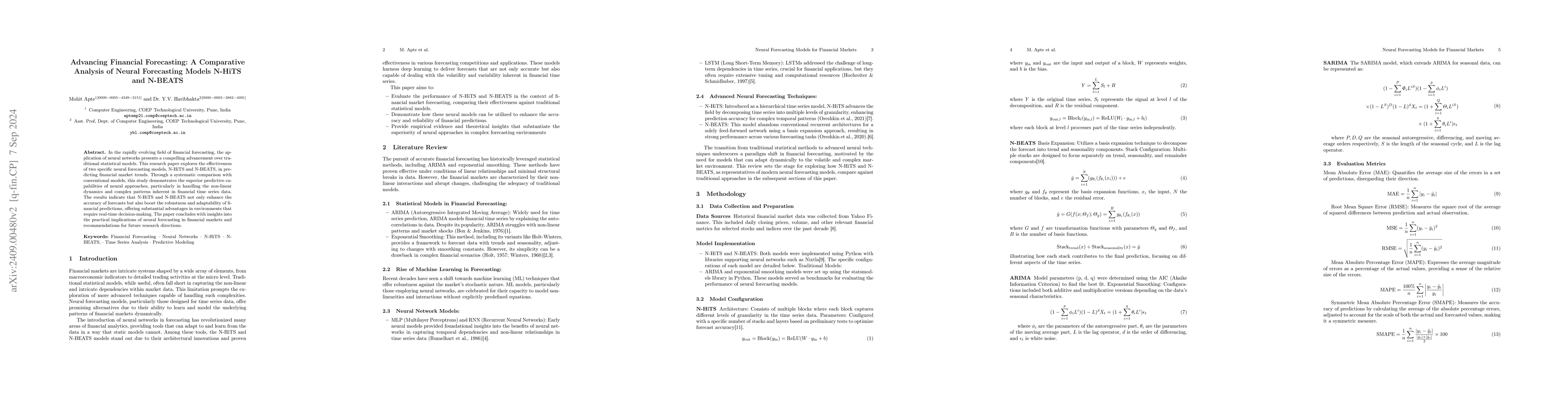 Thumbnail for Advancing Financial Forecasting: A Comparative Analysis of Neural
  Forecasting Models N-HiTS and N-BEATS
