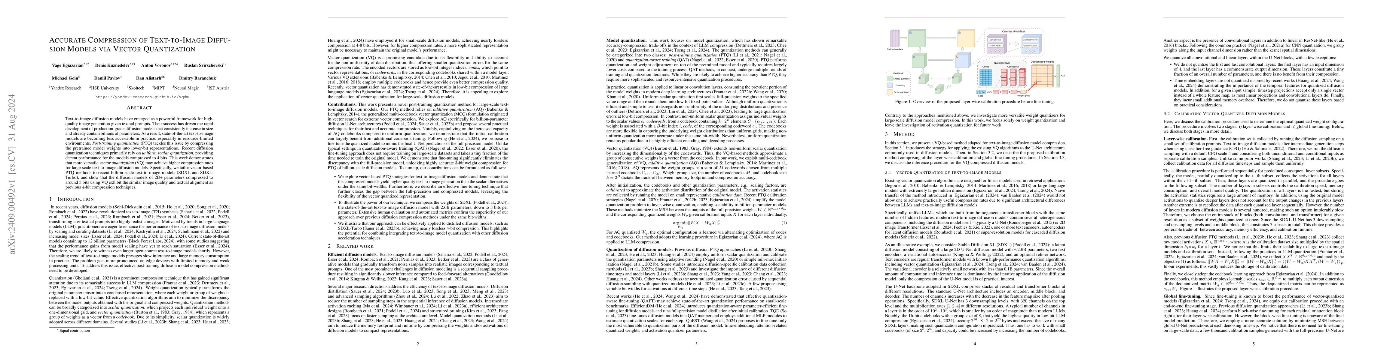 Thumbnail for Accurate Compression of Text-to-Image Diffusion Models via Vector
  Quantization