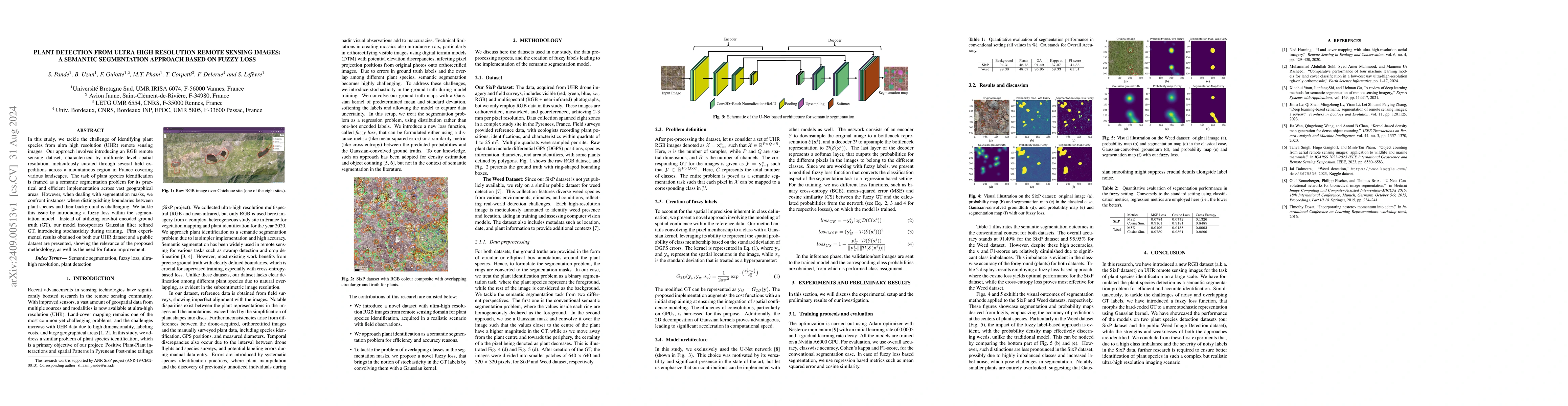 Thumbnail for Plant detection from ultra high resolution remote sensing images: A
  Semantic Segmentation approach based on fuzzy loss