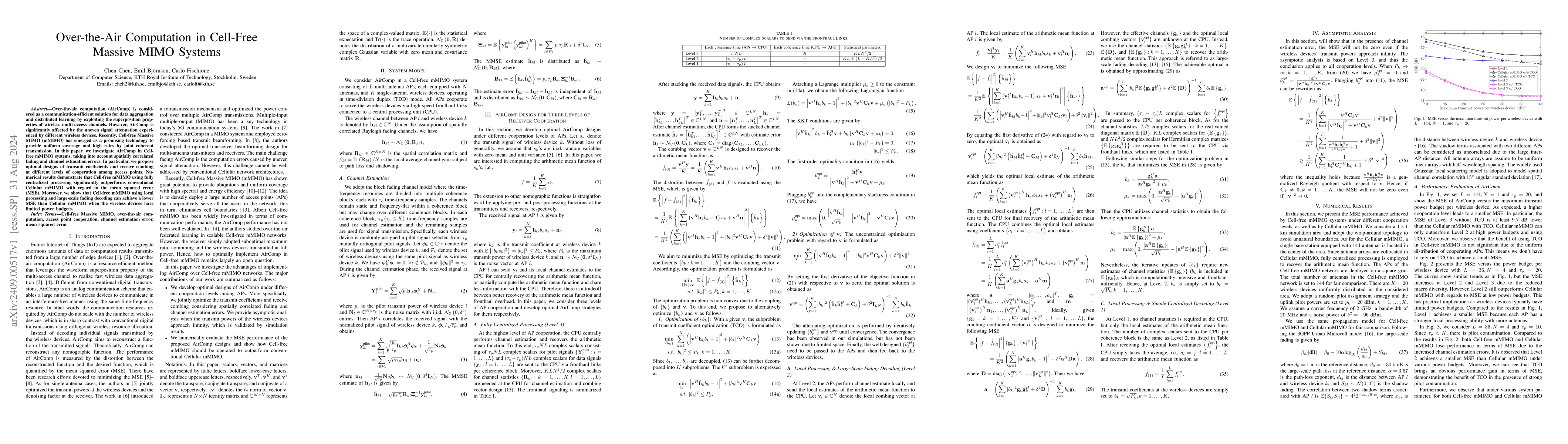 Thumbnail for Over-the-Air Computation in Cell-Free Massive MIMO Systems