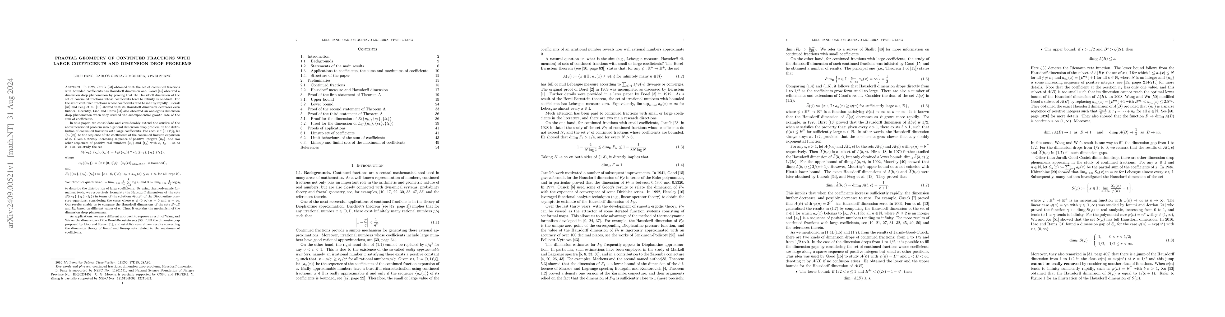 Thumbnail for Fractal geometry of continued fractions with large coefficients and
  dimension drop problems