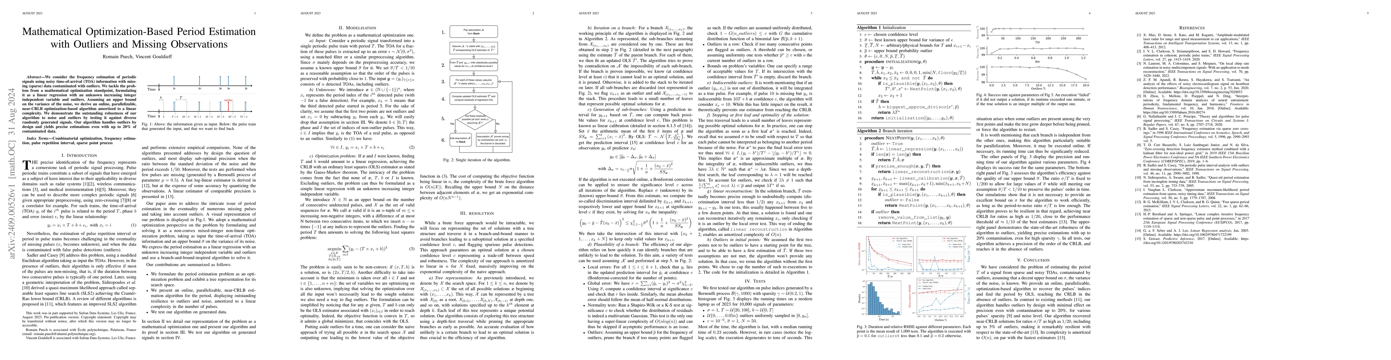 Thumbnail for Mathematical Optimization-Based Period Estimation with Outliers and
  Missing Observations