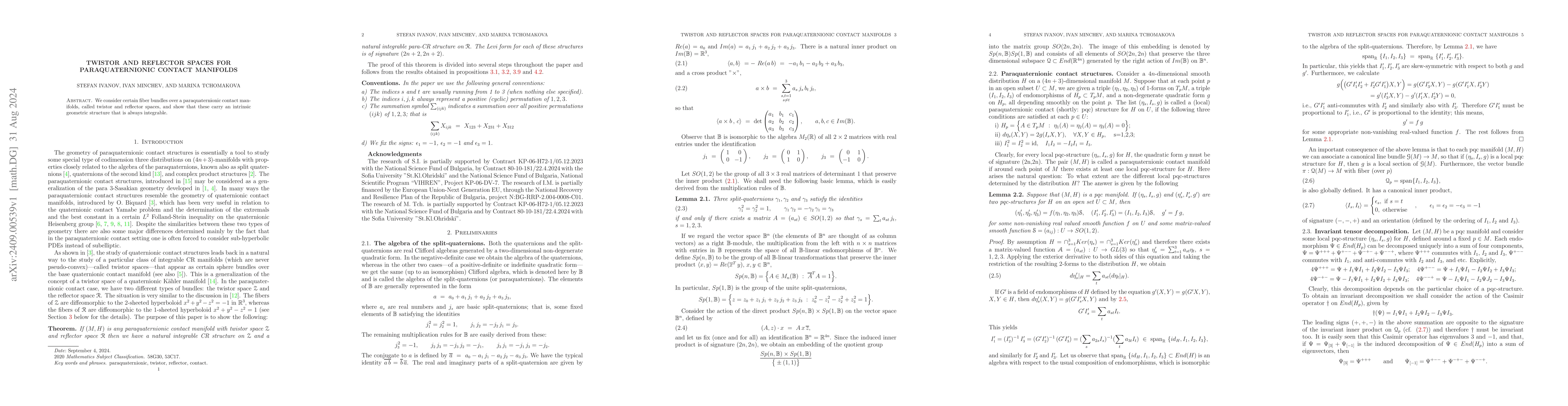 Thumbnail for Twistor and Reflector spaces for paraquaternionic contact manifolds