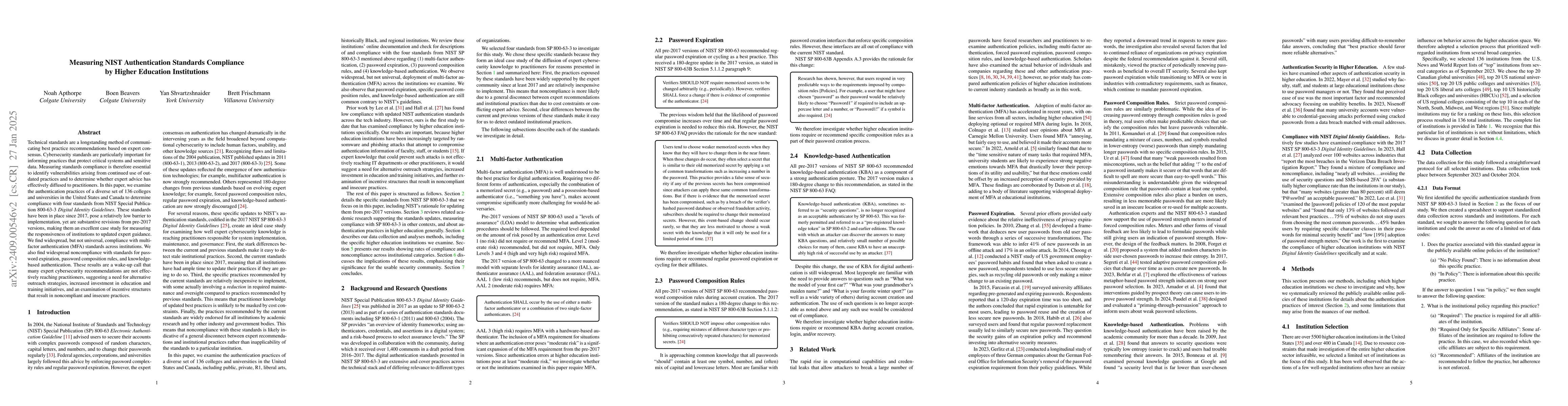 Thumbnail for The Authentication Gap: Higher Education's Widespread Noncompliance with
  NIST Digital Identity Guidelines