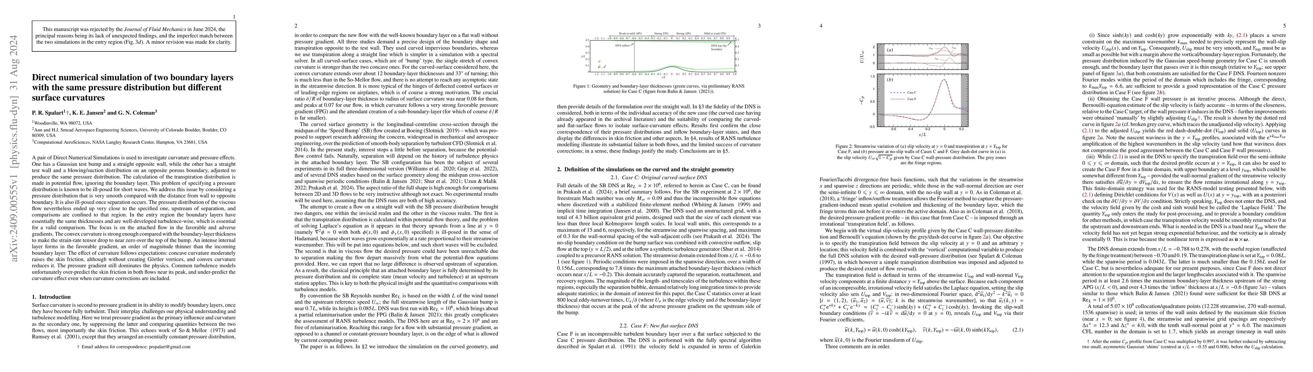 Thumbnail for Direct numerical simulation of two boundary layers with the same
  pressure distribution but different surface curvatures