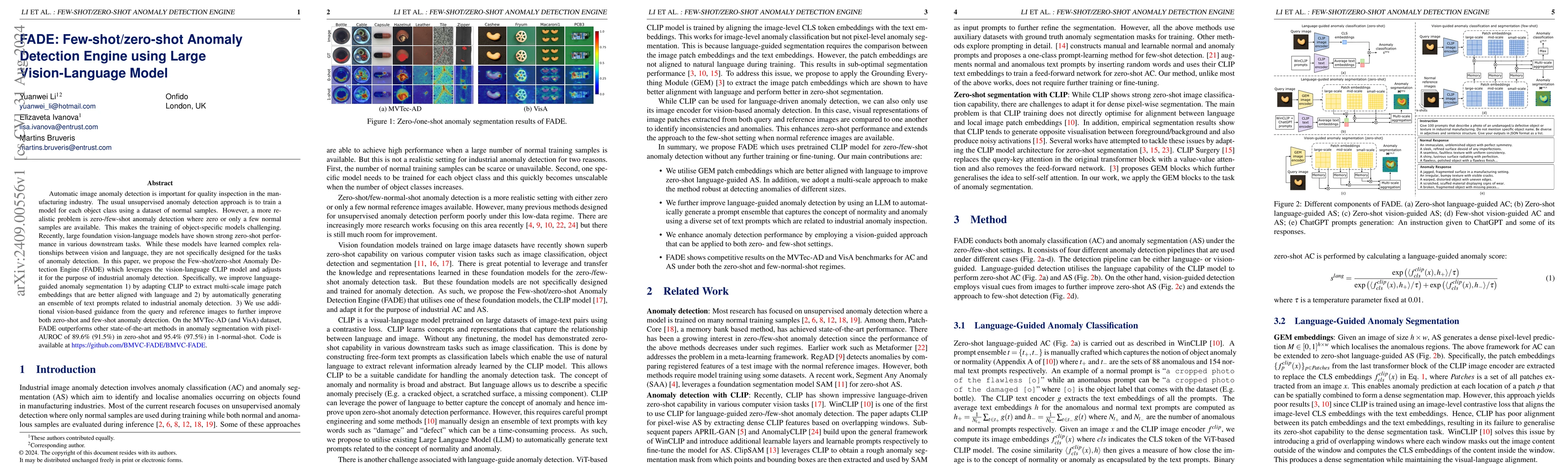 Thumbnail for FADE: Few-shot/zero-shot Anomaly Detection Engine using Large
  Vision-Language Model