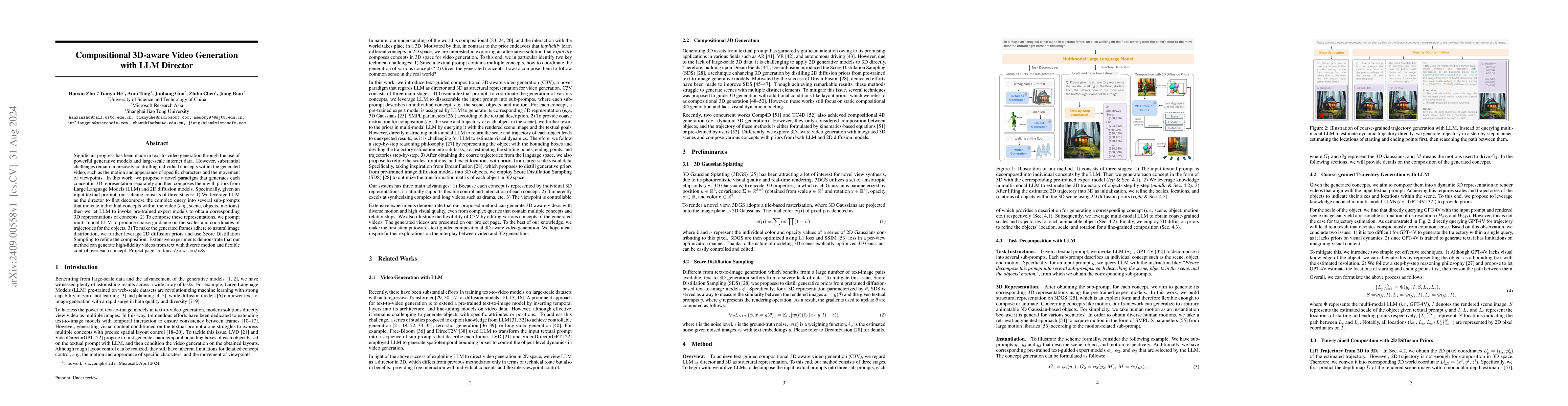 Thumbnail for Compositional 3D-aware Video Generation with LLM Director