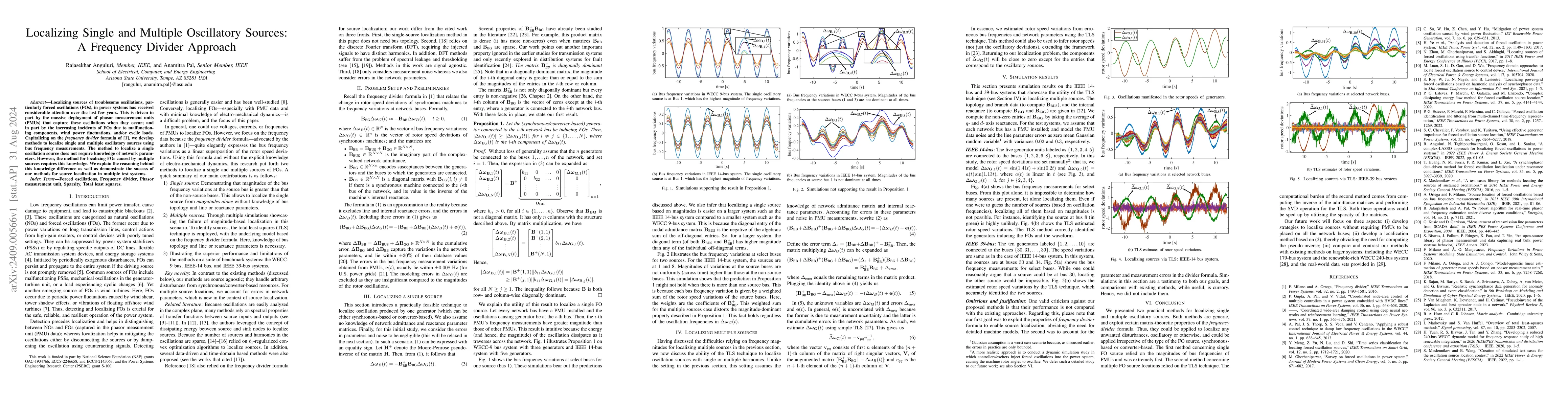 Thumbnail for Localizing Single and Multiple Oscillatory Sources: A Frequency Divider
  Approach