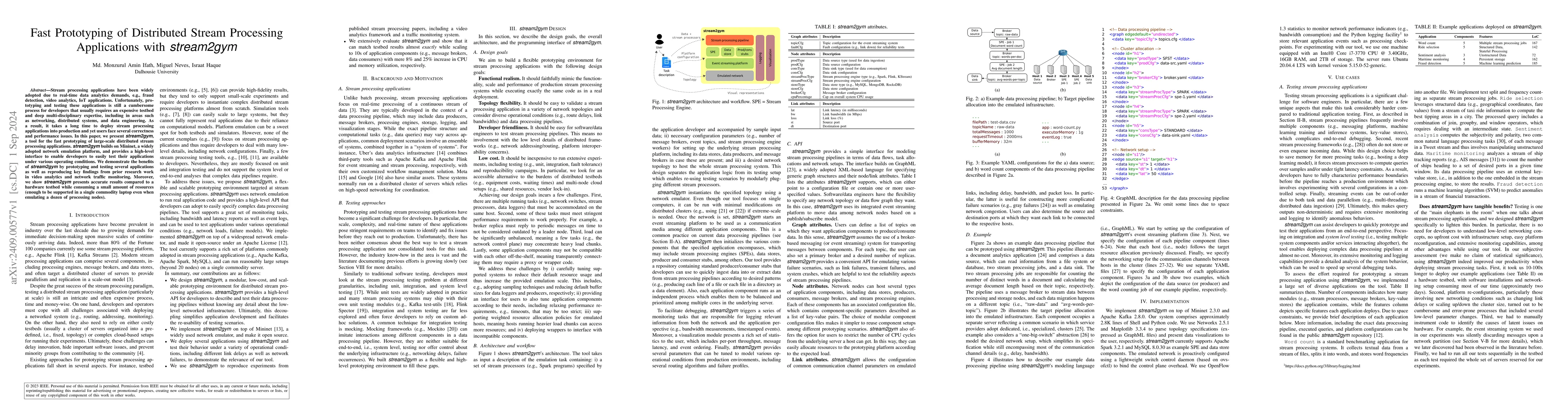 Thumbnail for Fast Prototyping of Distributed Stream Processing Applications with
  stream2gym