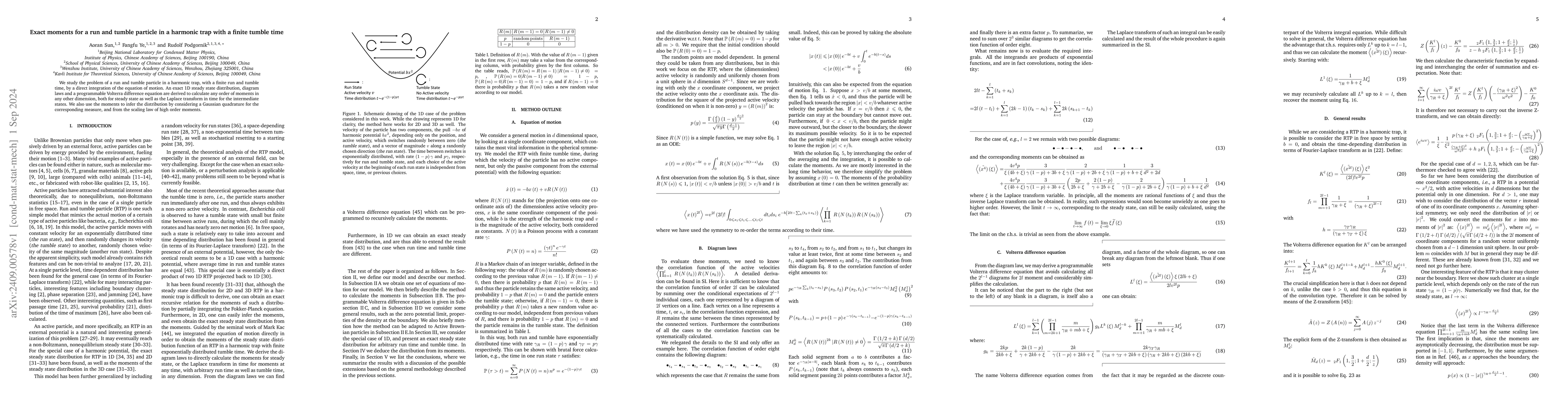Thumbnail for Exact moments for a run and tumble particle in a harmonic trap with a
  finite tumble time