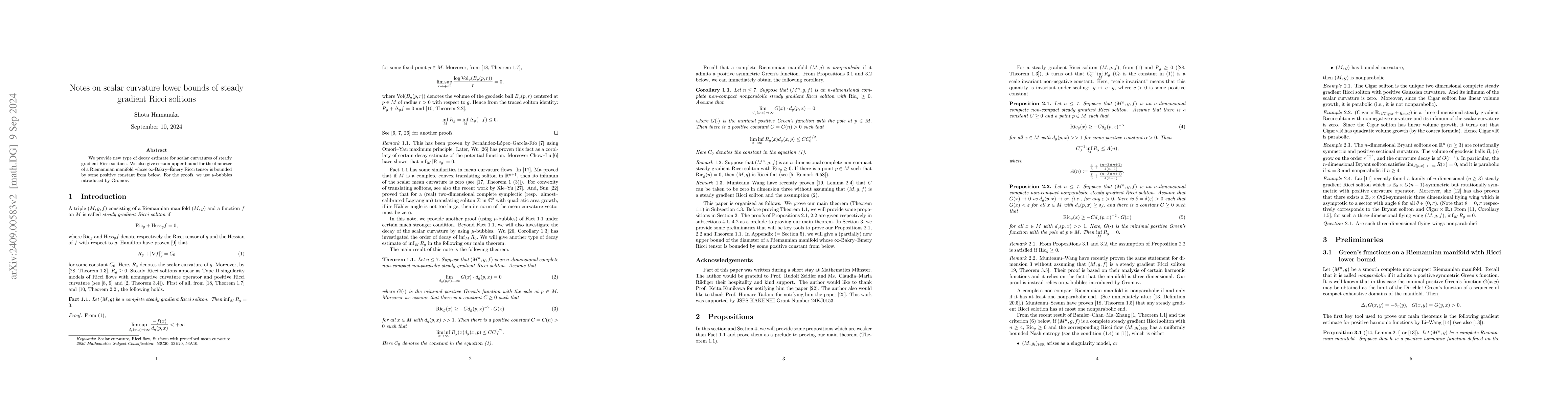 Thumbnail for Notes on scalar curvature lower bounds of steady gradient Ricci solitons