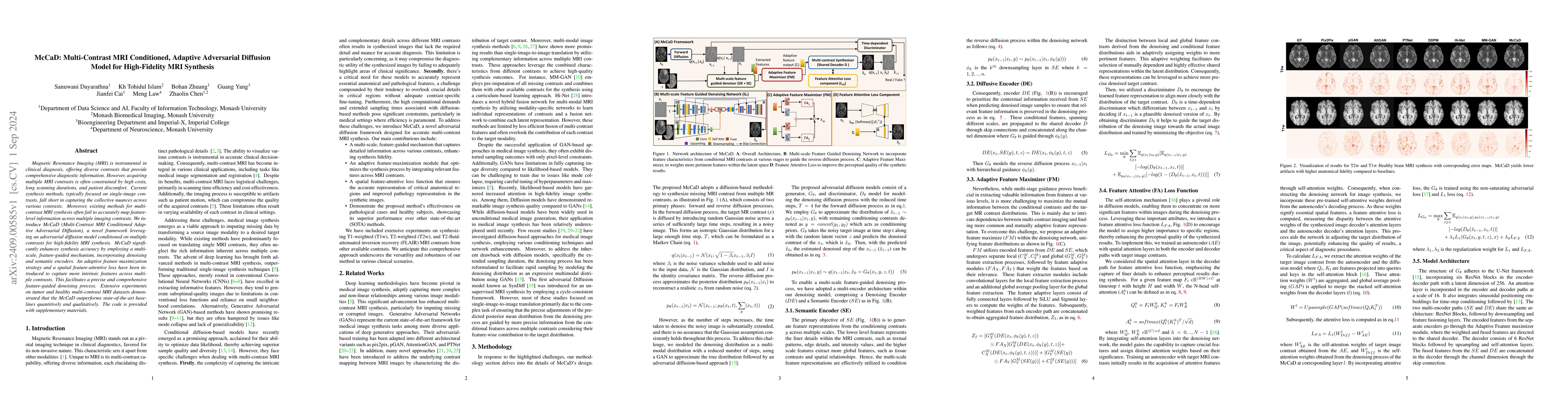 Thumbnail for McCaD: Multi-Contrast MRI Conditioned, Adaptive Adversarial Diffusion
  Model for High-Fidelity MRI Synthesis