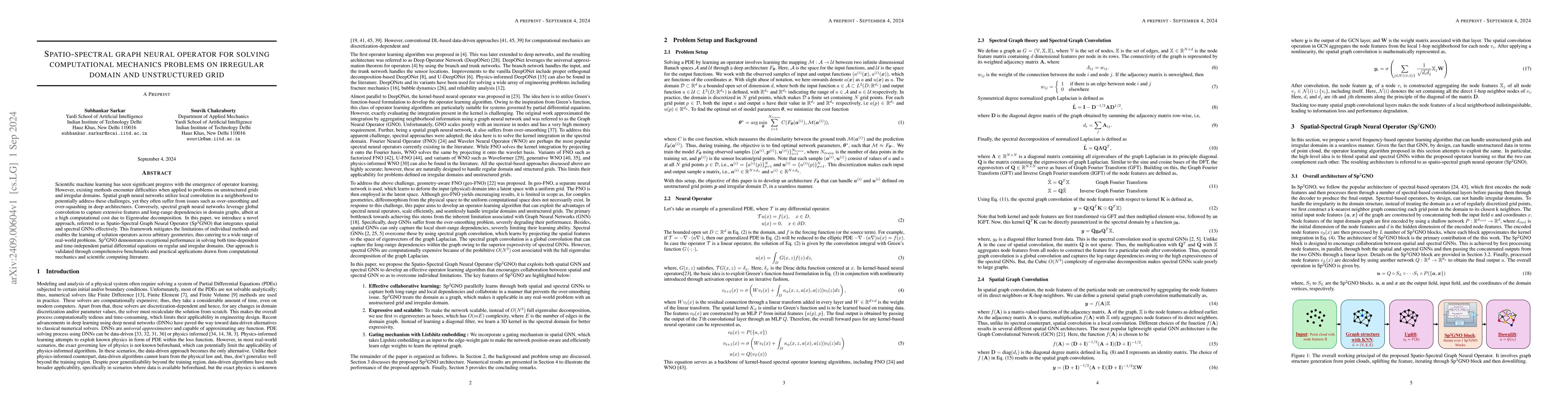 Thumbnail for Spatio-spectral graph neural operator for solving computational
  mechanics problems on irregular domain and unstructured grid