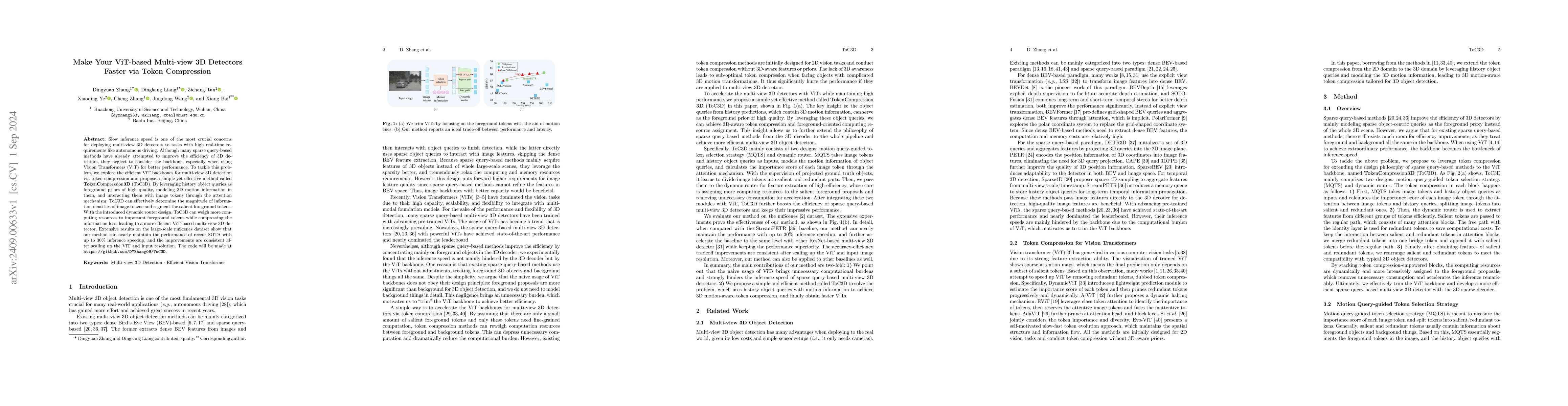 Thumbnail for Make Your ViT-based Multi-view 3D Detectors Faster via Token Compression