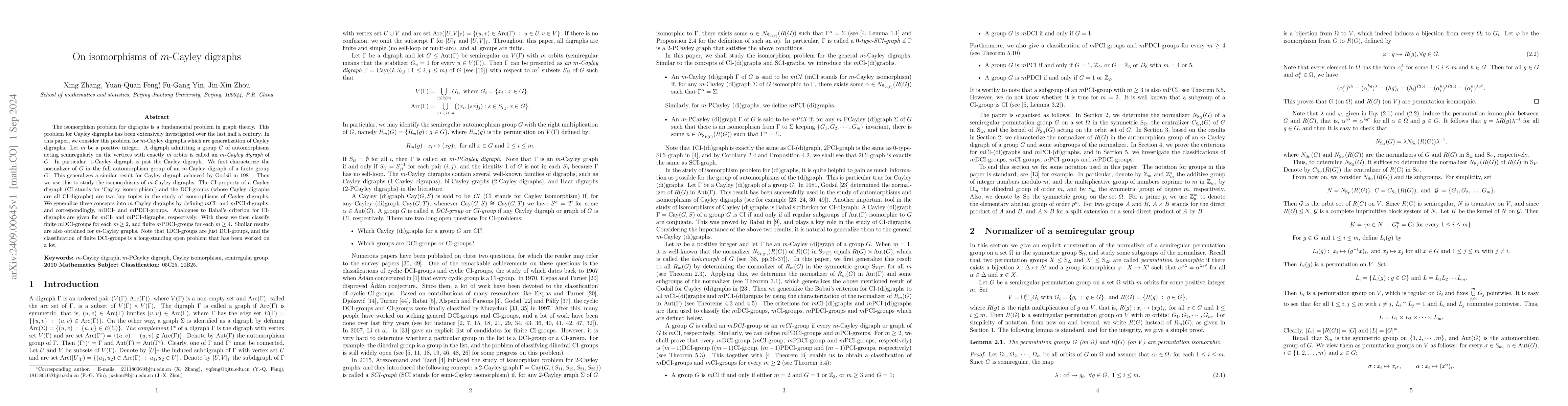 Thumbnail for On isomorphisms of $m$-Cayley digraphs