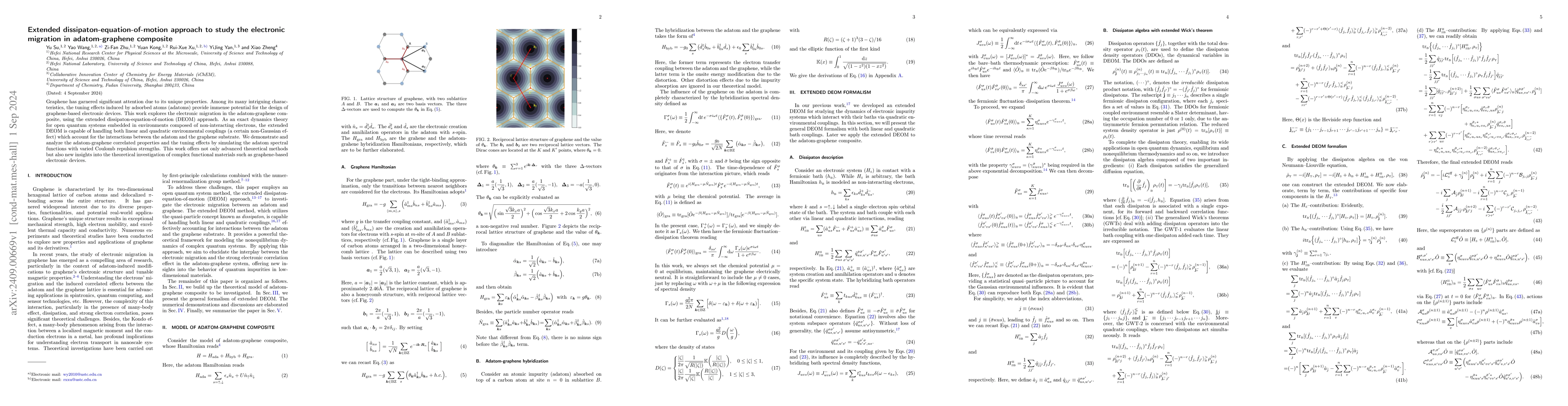 Thumbnail for Extended dissipaton-equation-of-motion approach to study the electronic
  migration in adatom-graphene composite