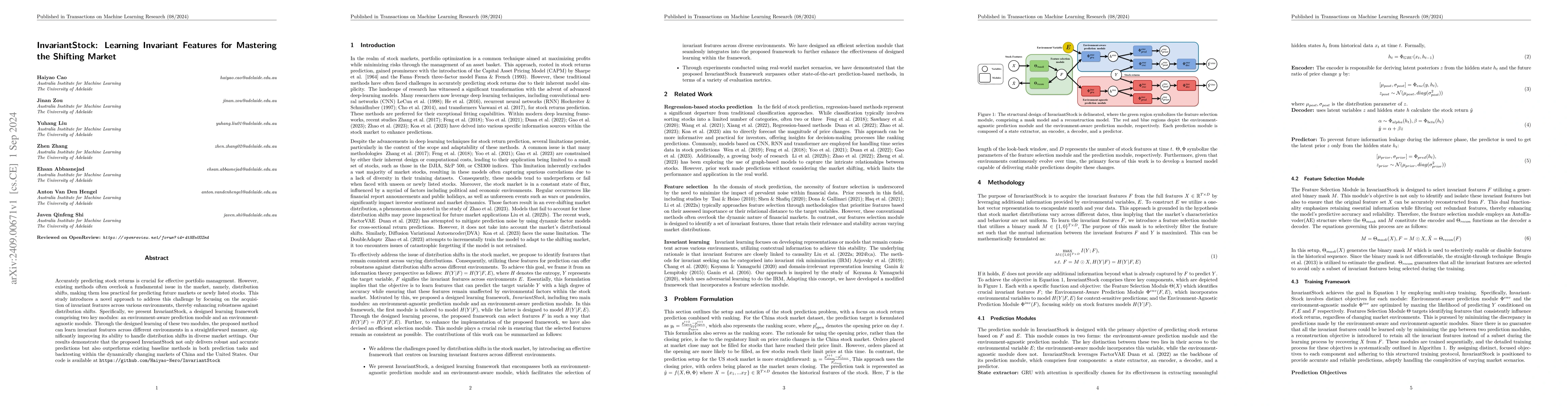 Thumbnail for InvariantStock: Learning Invariant Features for Mastering the Shifting
  Market