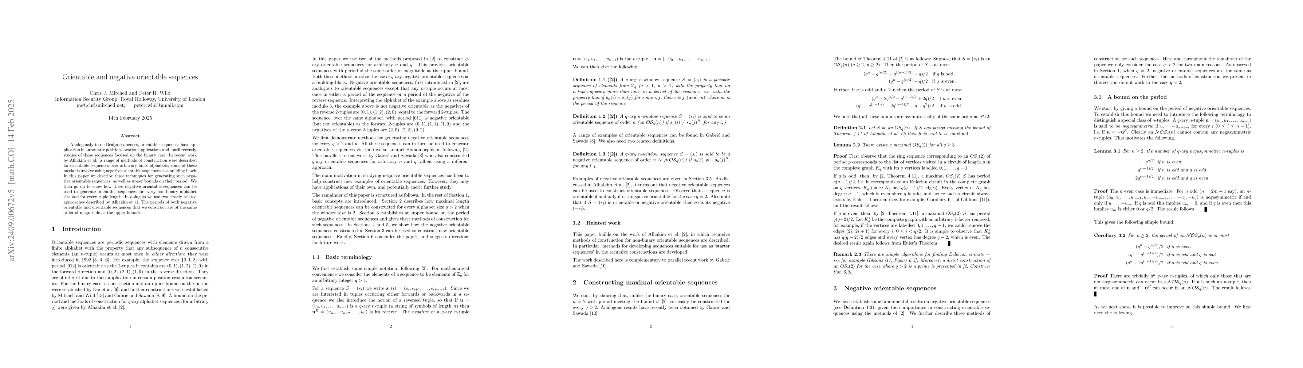 Thumbnail for Orientable and negative orientable sequences