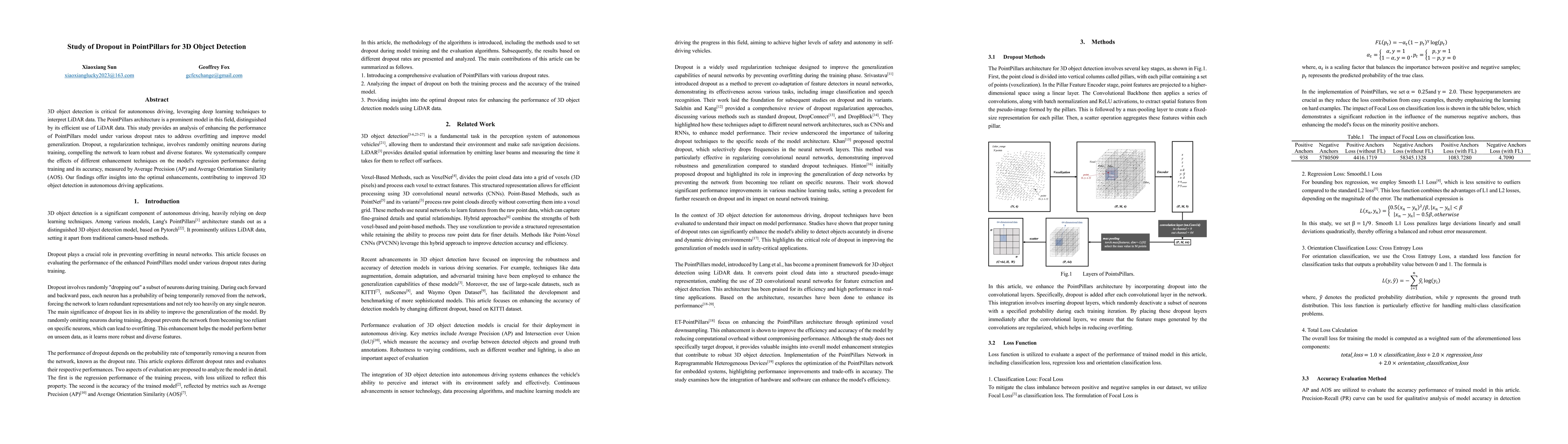 Thumbnail for Study of Dropout in PointPillars with 3D Object Detection