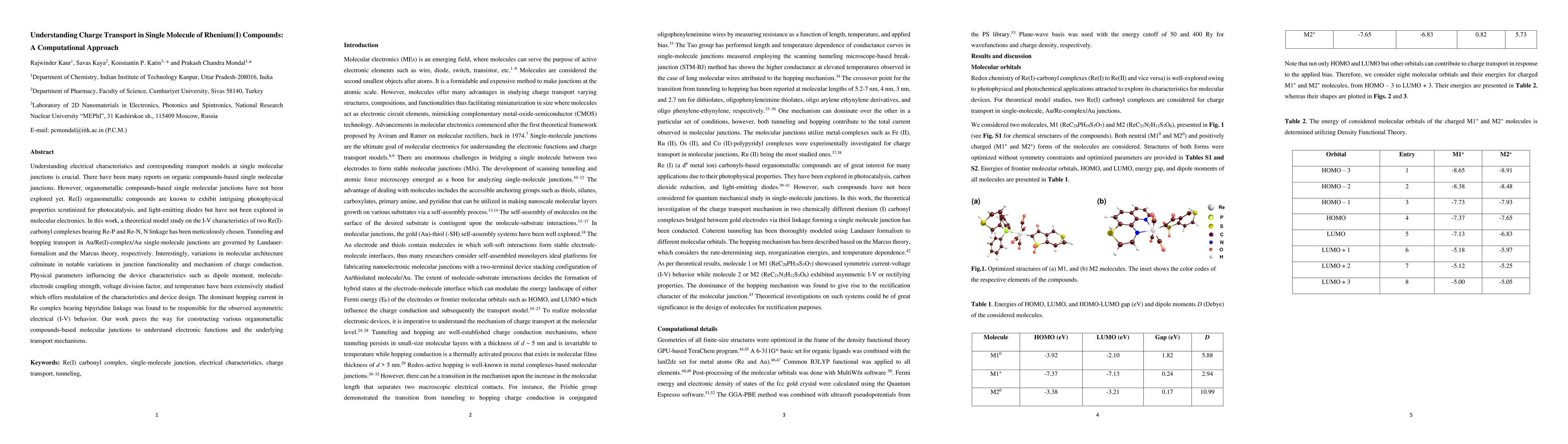 Thumbnail for Understanding Charge Transport in Single Molecule of Rhenium(I)
  Compounds: A Computational Approach