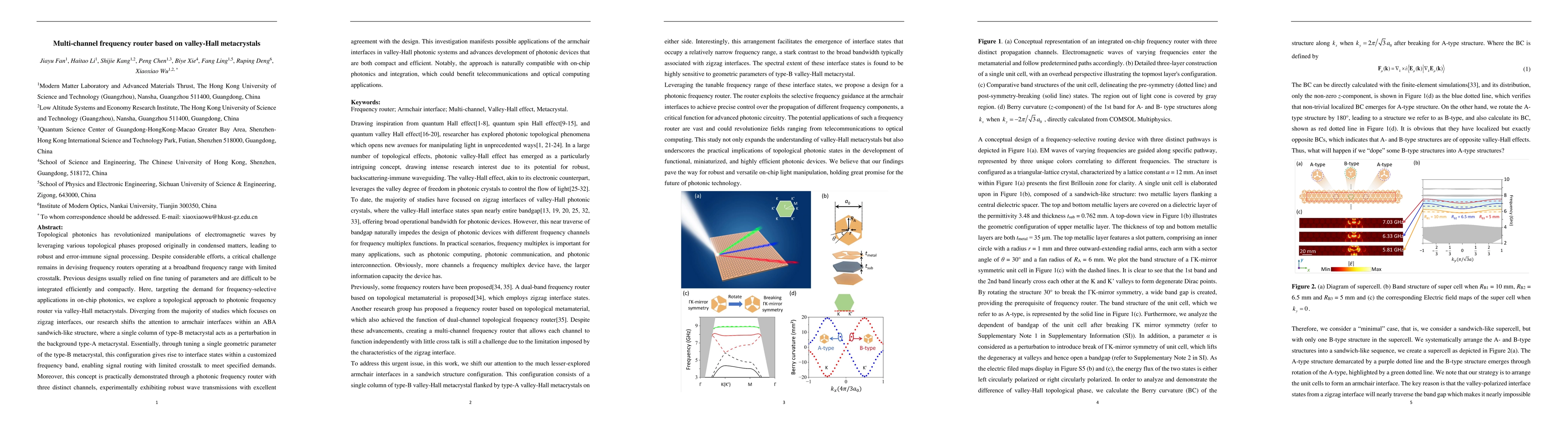 Thumbnail for Multi-channel frequency router based on valley-Hall metacrystals