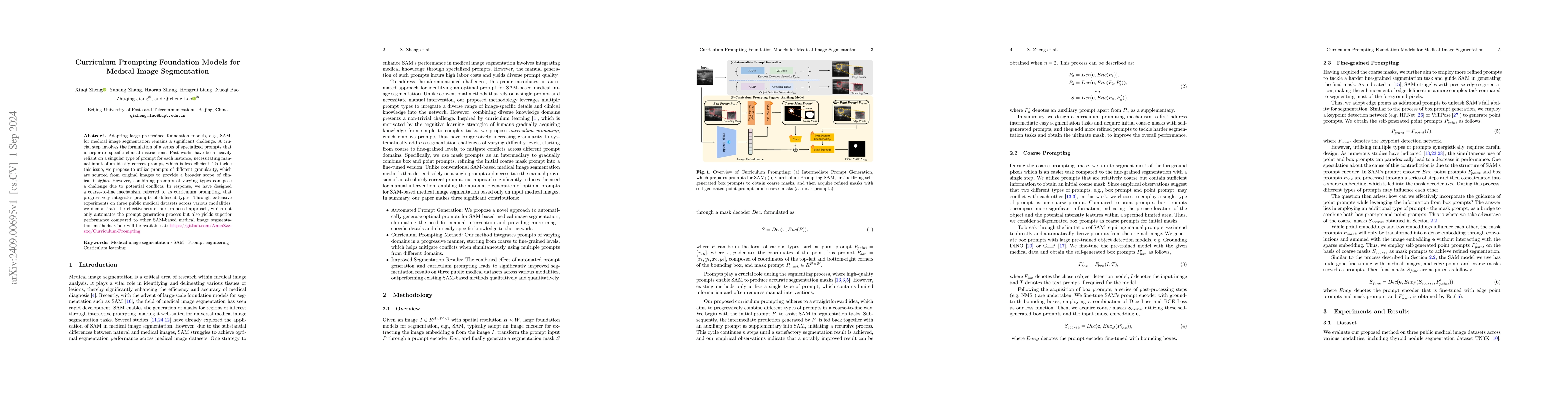Thumbnail for Curriculum Prompting Foundation Models for Medical Image Segmentation