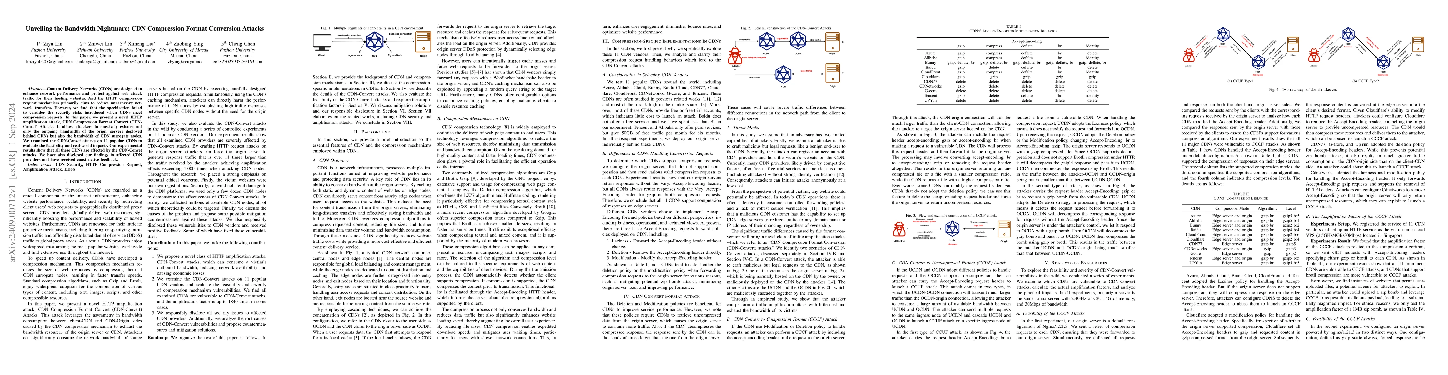 Thumbnail for Unveiling the Bandwidth Nightmare: CDN Compression Format Conversion
  Attacks