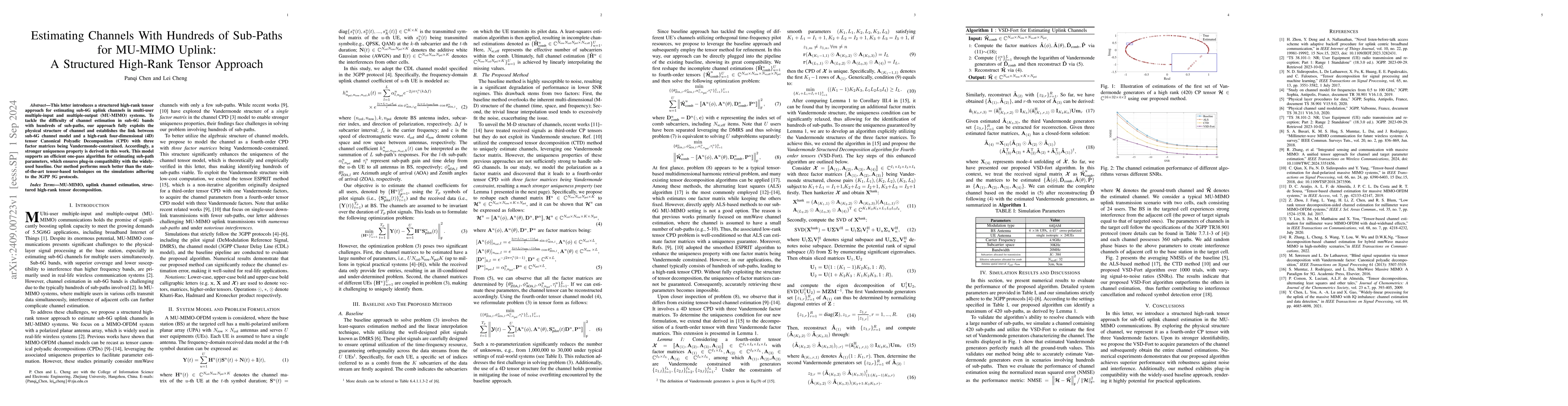 Thumbnail for Estimating Channels With Hundreds of Sub-Paths for MU-MIMO Uplink: A
  Structured High-Rank Tensor Approach