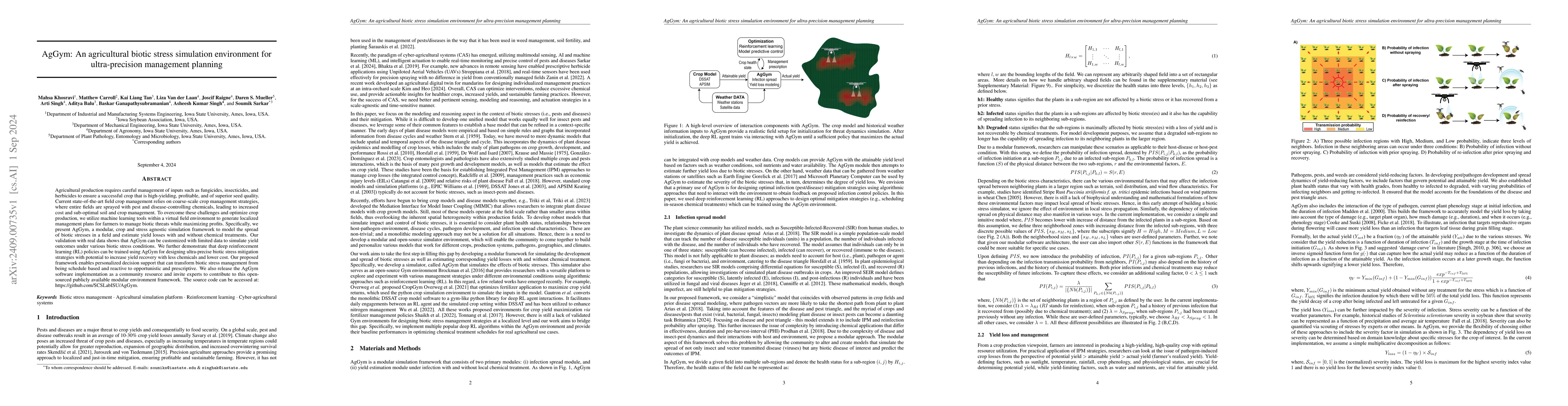 Thumbnail for AgGym: An agricultural biotic stress simulation environment for
  ultra-precision management planning