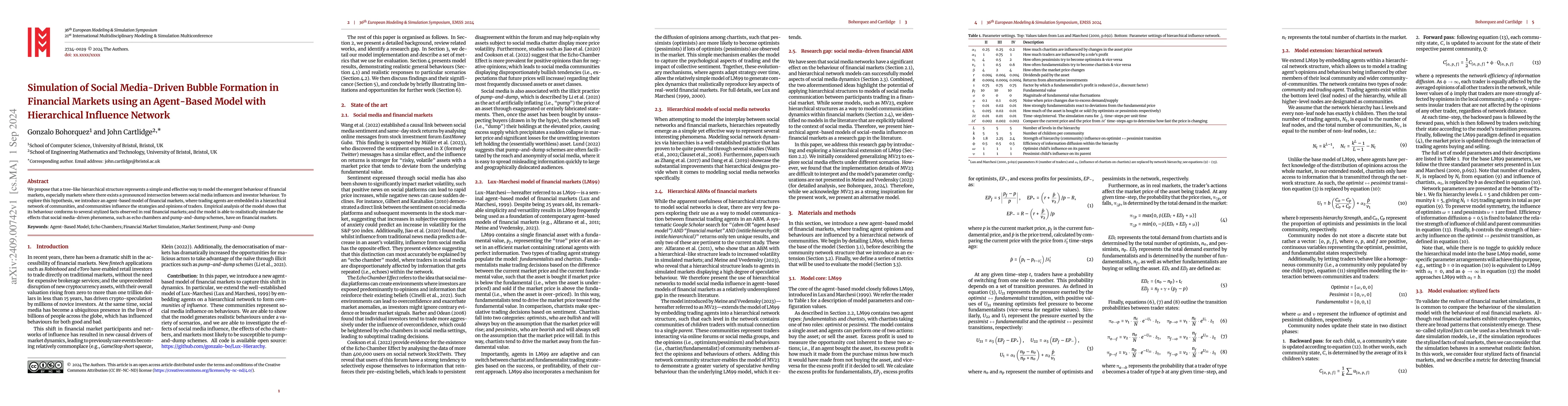 Thumbnail for Simulation of Social Media-Driven Bubble Formation in Financial Markets
  using an Agent-Based Model with Hierarchical Influence Network