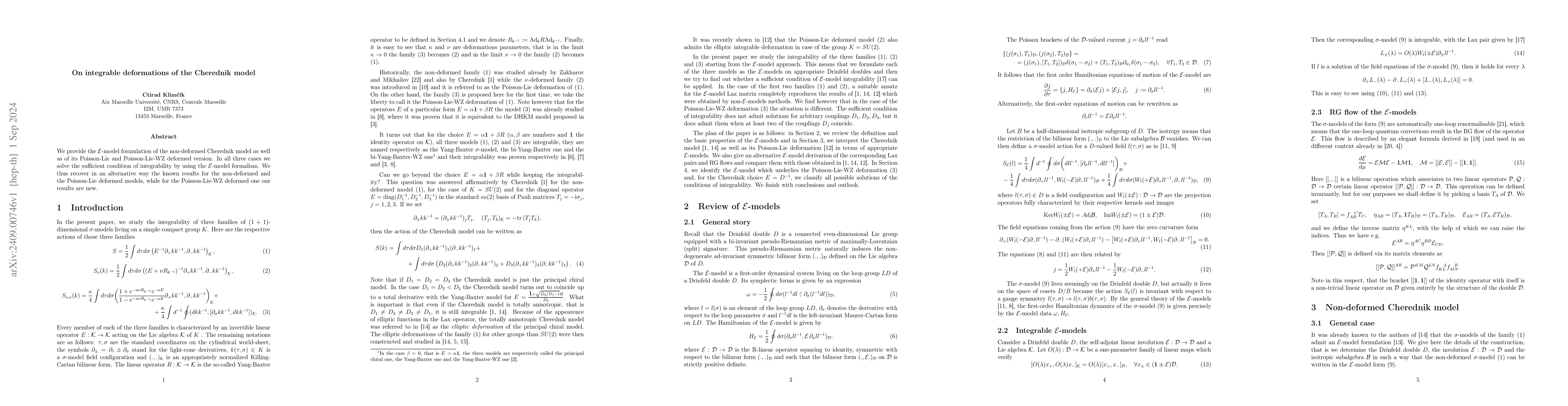 Thumbnail for On integrable deformations of the Cherednik model