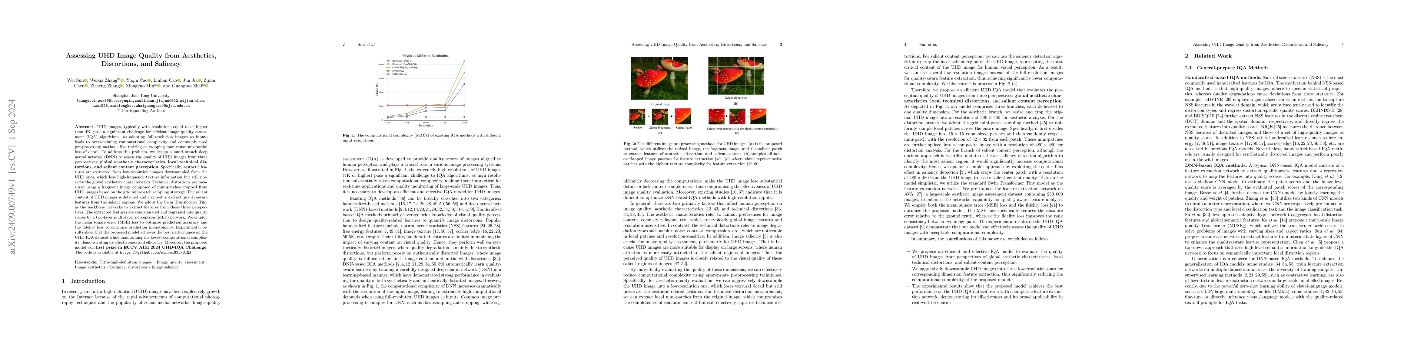 Thumbnail for Assessing UHD Image Quality from Aesthetics, Distortions, and Saliency