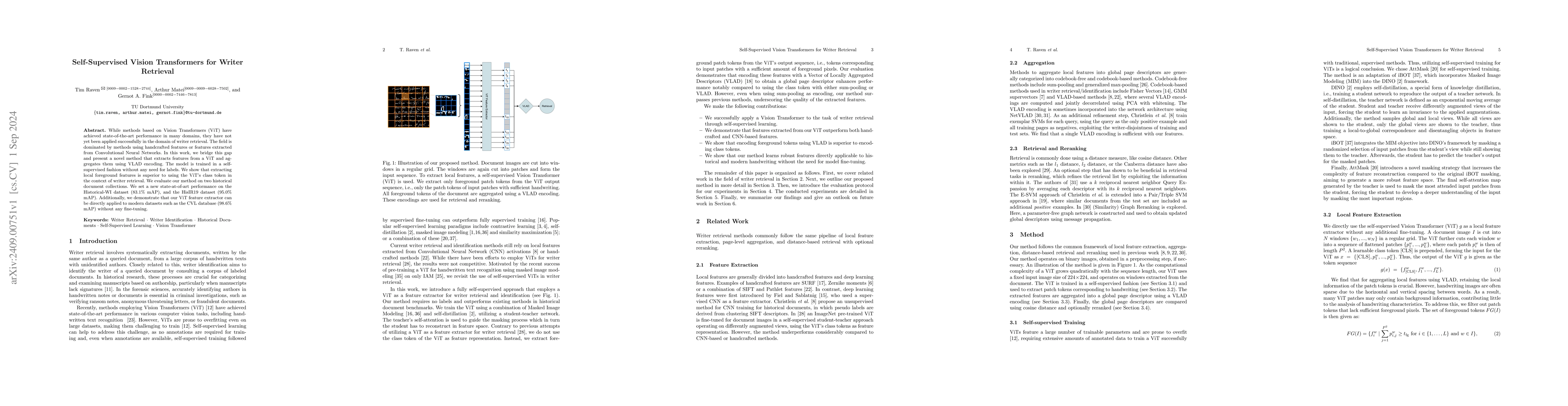 Thumbnail for Self-Supervised Vision Transformers for Writer Retrieval