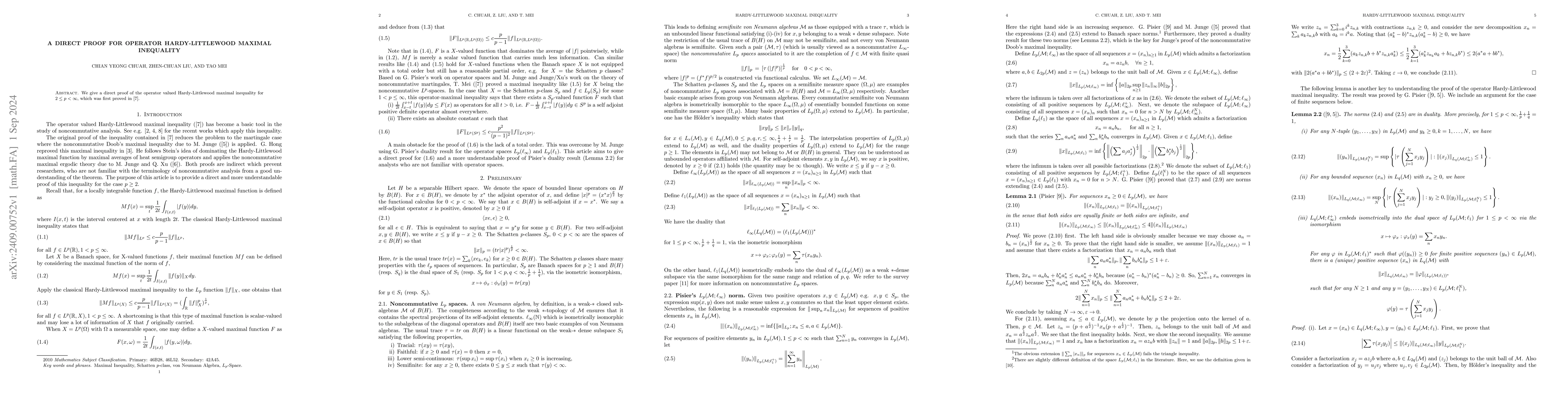 Thumbnail for A Direct Proof of Hardy-Littlewood Maximal Inequality for
  Operator-valued Functions