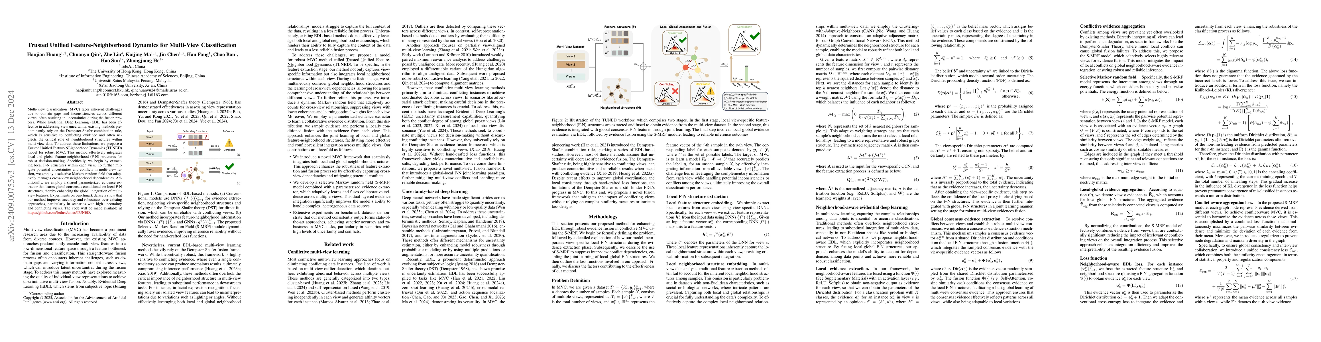 Thumbnail for Trusted Unified Feature-Neighborhood Dynamics for Multi-View
  Classification