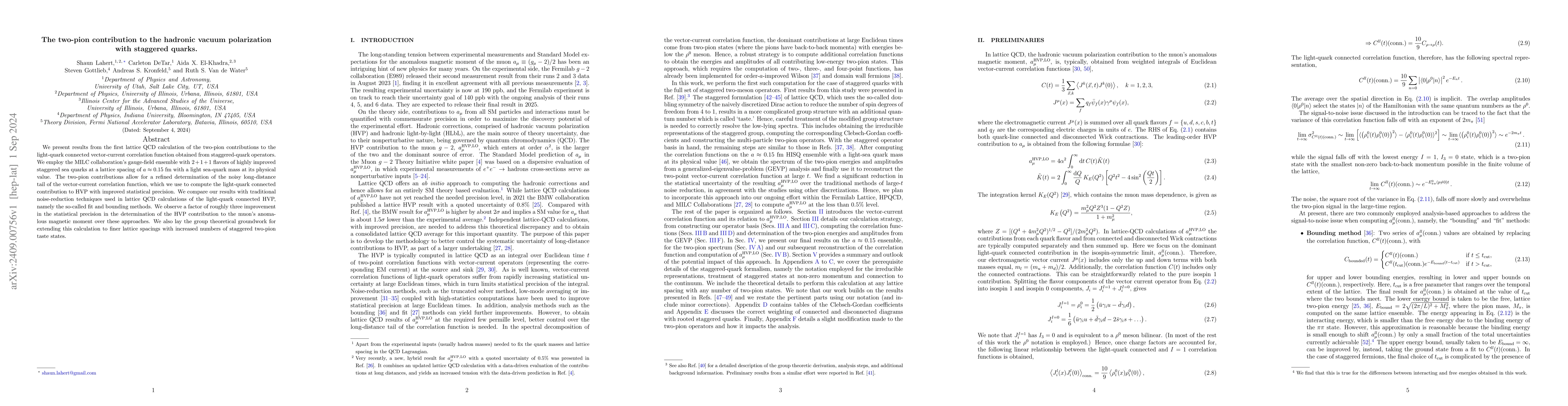 Thumbnail for The two-pion contribution to the hadronic vacuum polarization with
  staggered quarks