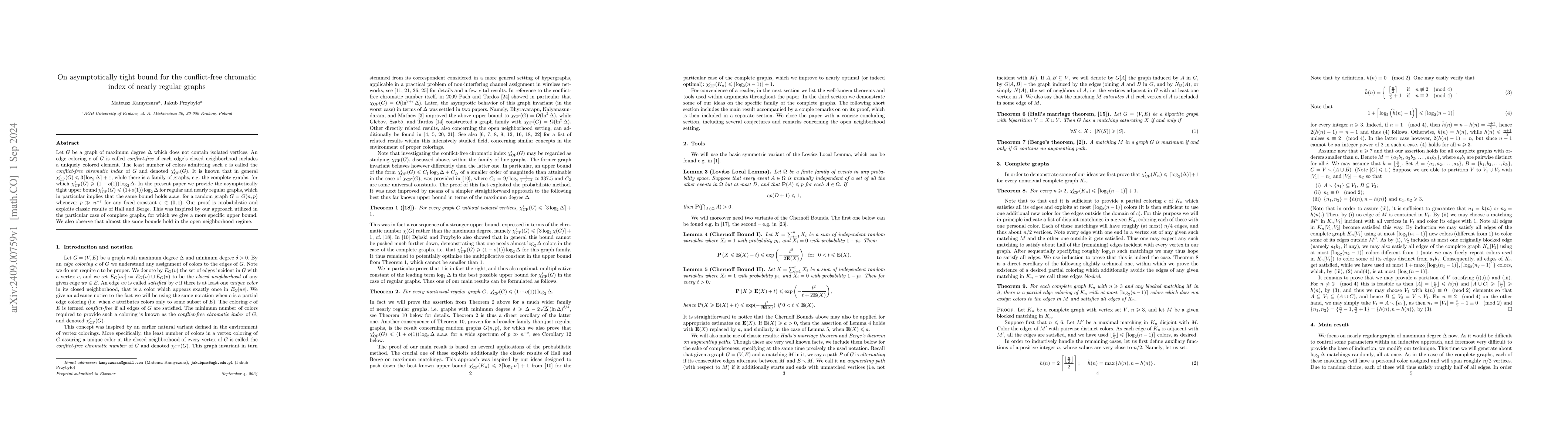 Thumbnail for On asymptotically tight bound for the conflict-free chromatic index of
  nearly regular graphs
