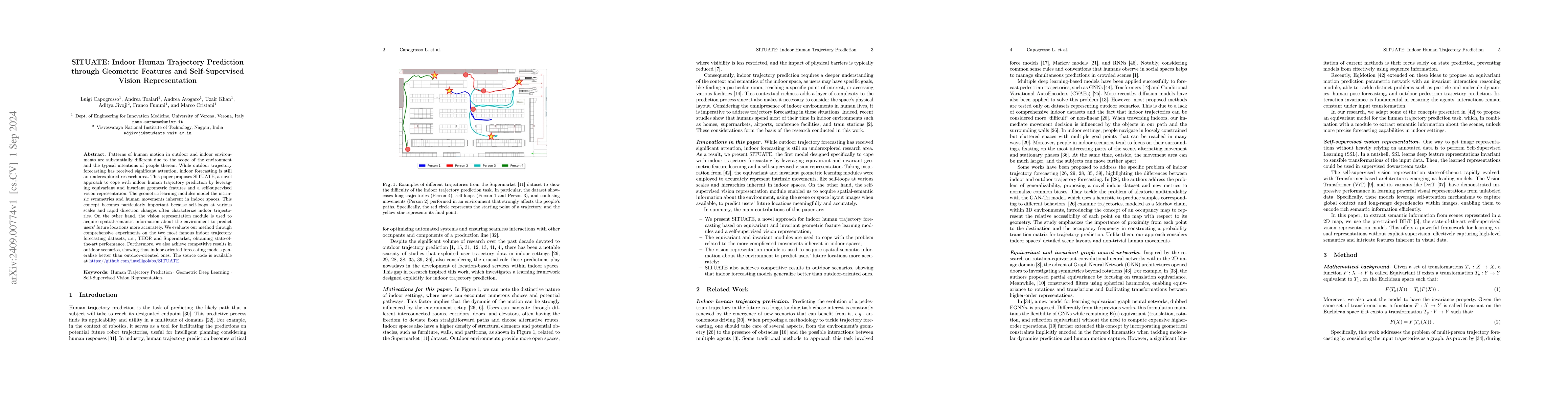 Thumbnail for SITUATE: Indoor Human Trajectory Prediction through Geometric Features
  and Self-Supervised Vision Representation