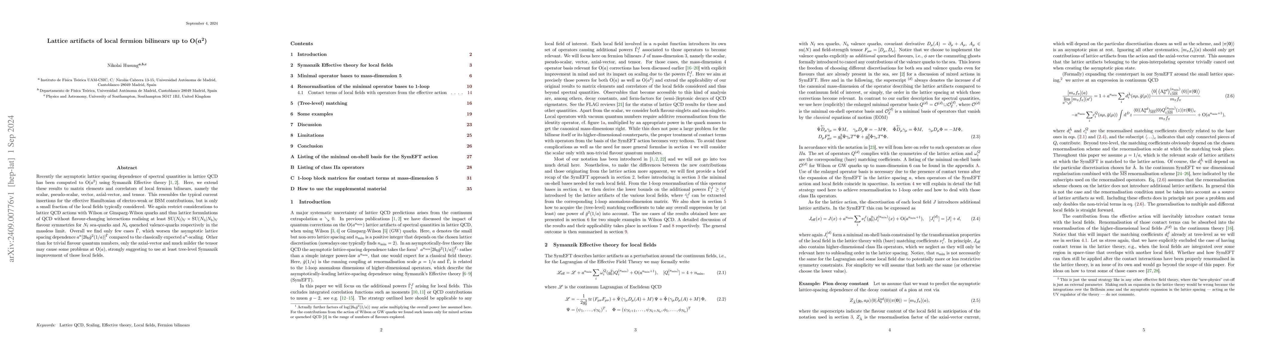 Thumbnail for Lattice artifacts of local fermion bilinears up to $\mathrm{O}(a^2)$