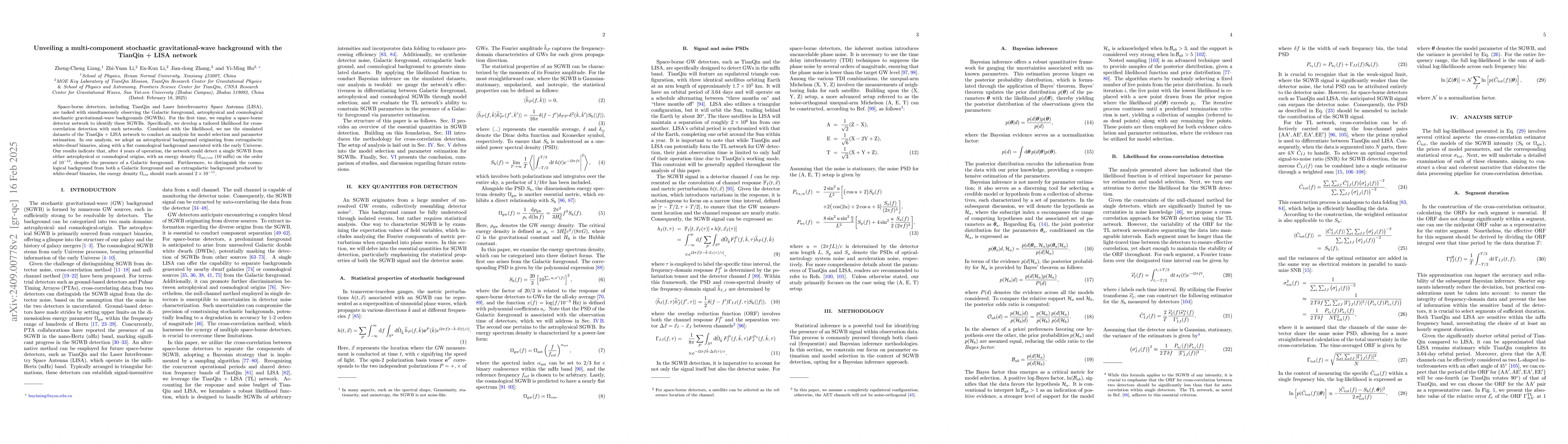 Thumbnail for Unveiling a multi-component stochastic gravitational-wave background
  with the TianQin + LISA network